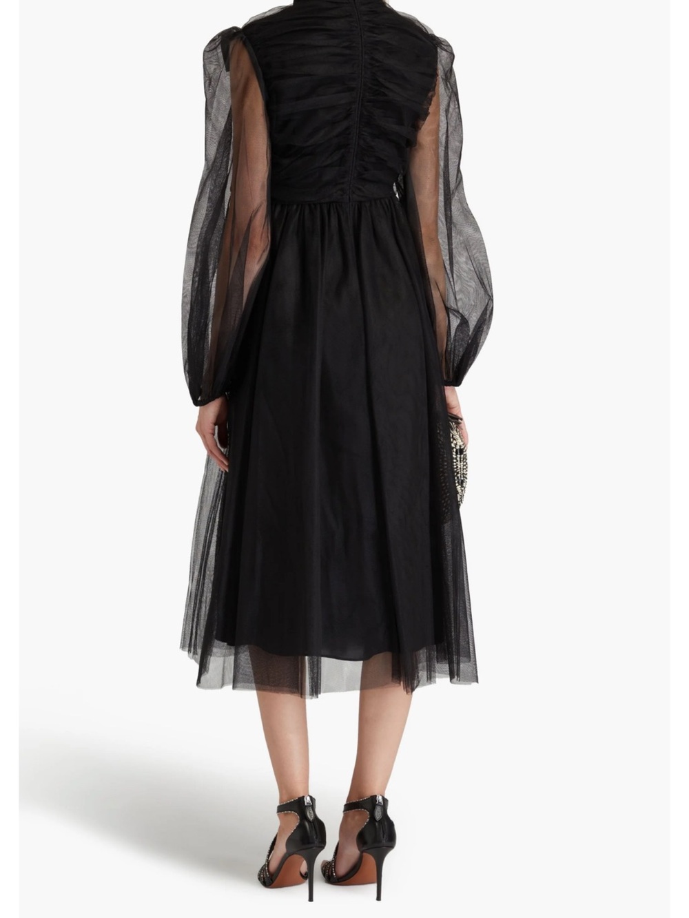 Zimmerman Black Tulle Sheer Sleeve Midi Dress